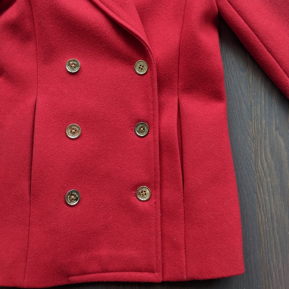 Michael Kors Red Wool Double-breasted Pea Coat - Picture 5 of 11